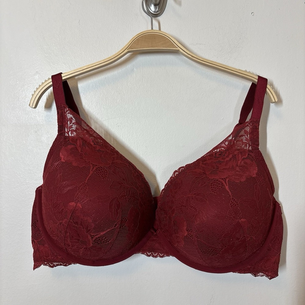 Torrid Push-Up Bra Plunge 46DD Back Smoothing Sexy Red Lace
